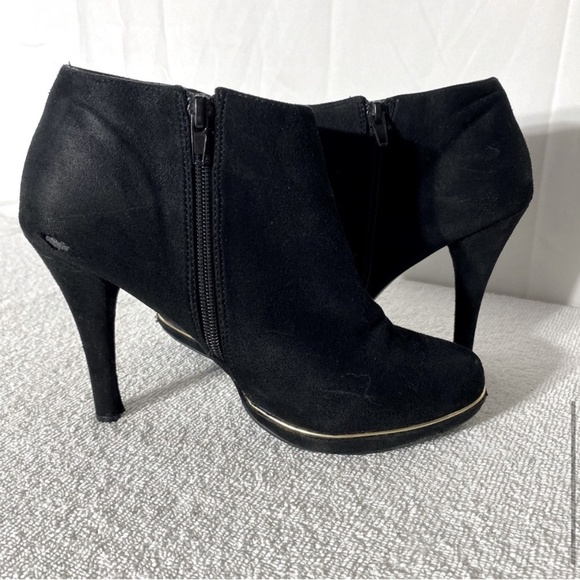 Call It Spring Black Ankle Boots With Gold Trim 8 - Picture 9 of 15